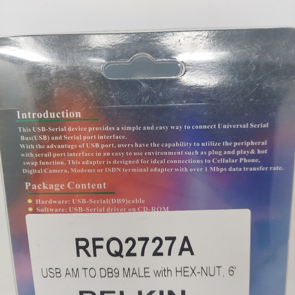 Belkin USB to RS-232 Serial Portable Adapter Male DB9 Cable Hex Nut 9 Pin Cord - Picture 4 of 7